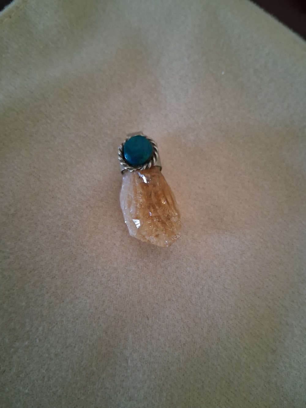 Citrine and Turquoise Drop Pendant - Yellow and Blue Gemstone Necklace
